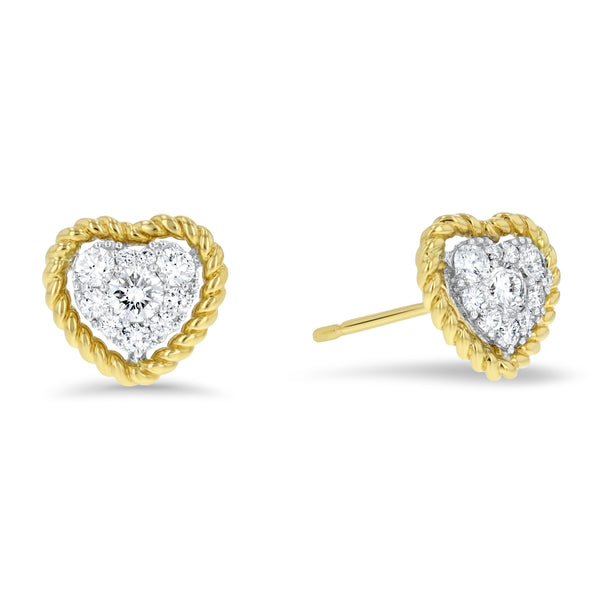 Heart Diamond Cluster Stud Earrings (E4324)