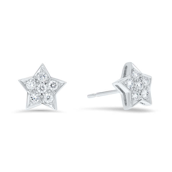 Star Shape Diamond Cluster Stud Earrings (E4328)