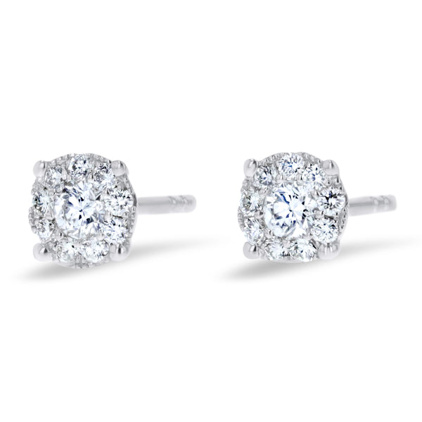 Four Prong Diamond Cluster Stud Earrings (E4369)