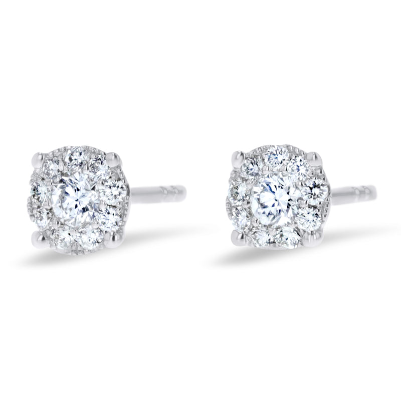 Four Prong Diamond Cluster Stud Earrings (E4369)