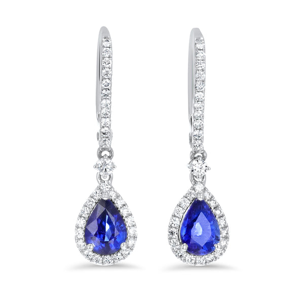 Pear Cut Sapphire And Diamond Drop Earrings (E4373)