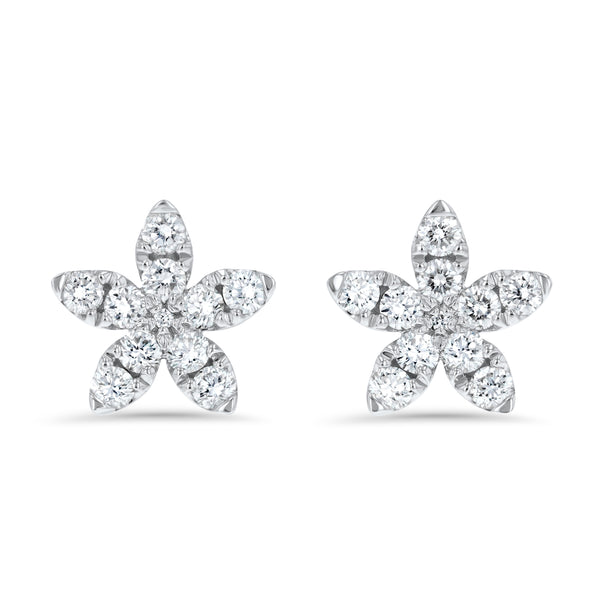 Floral Diamond Pave` Stud Earrings (E4410)