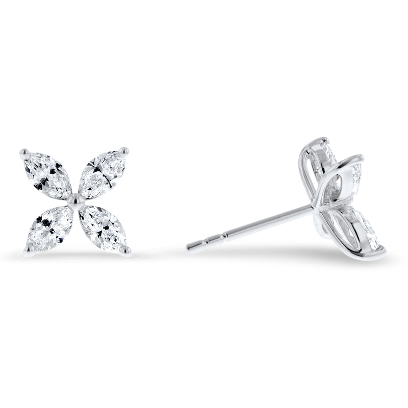 Four Stone Diamond Floral Stud Earrings (E4463)