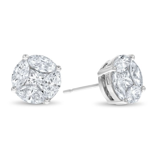Diamond Cluster Stud Earrings (E4524)
