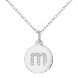 Lowercase Initial Disc Pendant in 14K Gold - With Diamonds - R&R Jewelers 