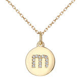 Lowercase Initial Disc Pendant in 14K Gold - With Diamonds - R&R Jewelers 