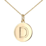 Uppercase Initial Disc Pendant in 14K Gold - No Diamonds - R&R Jewelers 