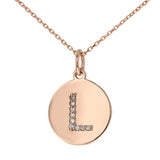 Uppercase Initial Disc Pendant in 14K Gold - With Diamonds - R&R Jewelers 