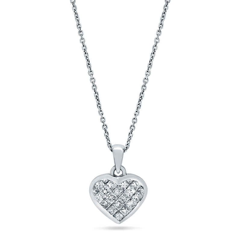 Princess cut diamond heart pendant Clearance