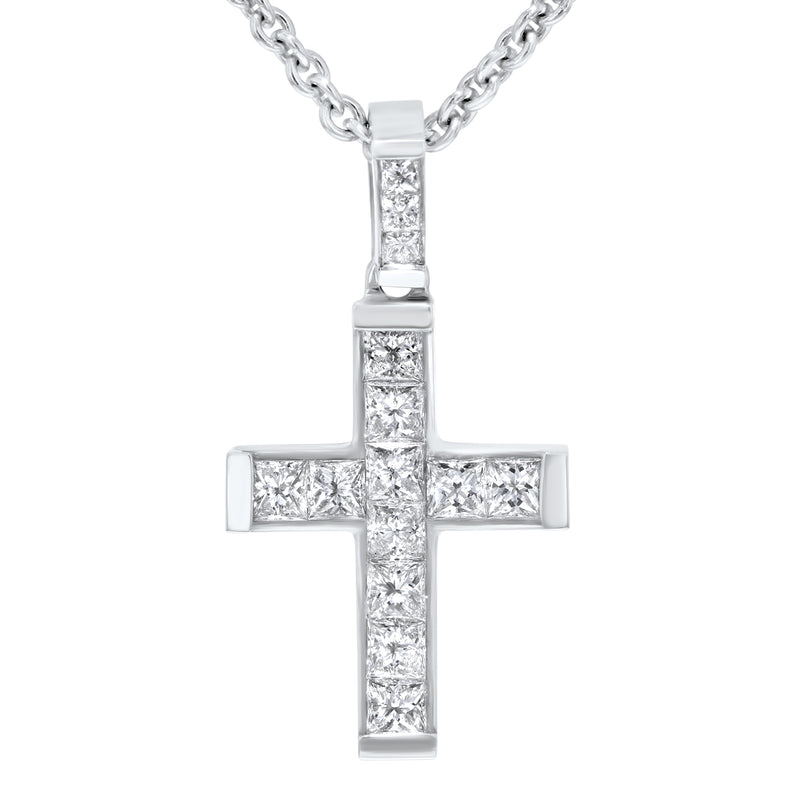 Princess cut diamond cross pendant Clearance