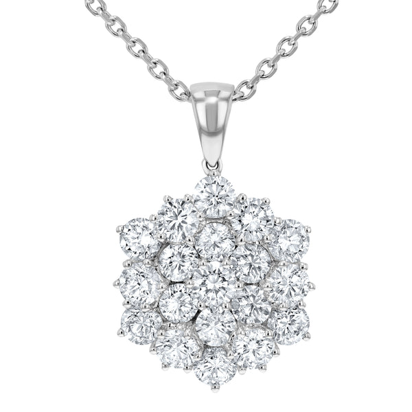 Diamond Cluster Floral Pendant (P0816)