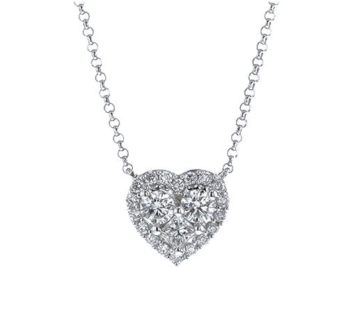 Heart-shaped diamond necklace line drawing - Stock Illustration [89553617]  - PIXTA