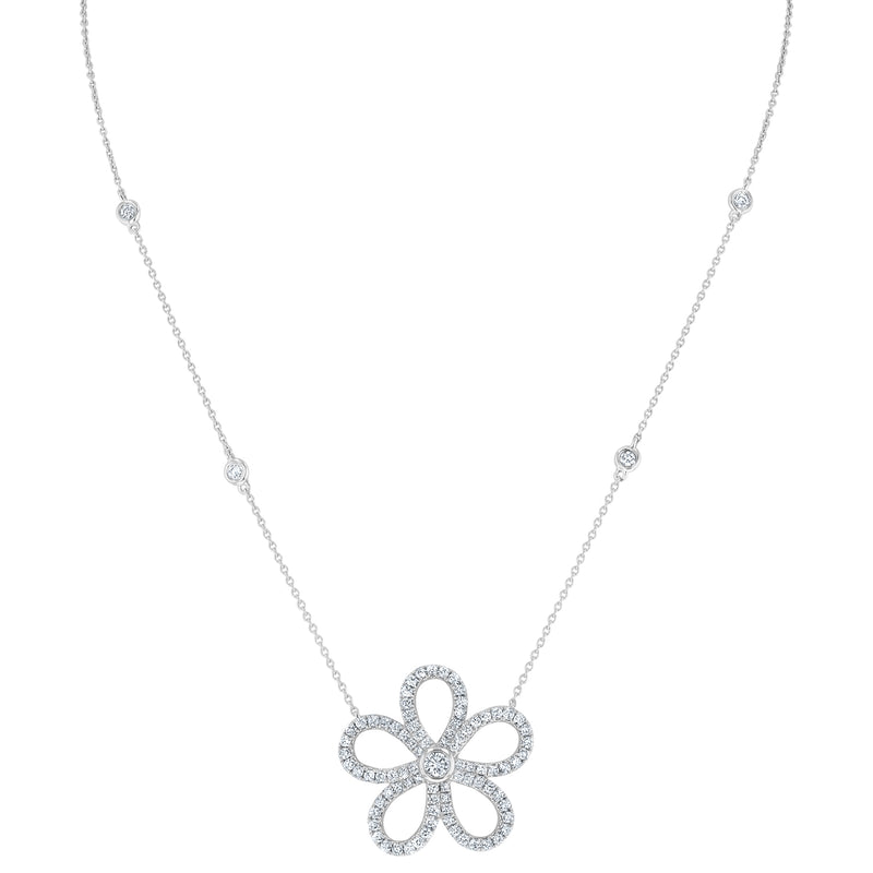 Diamond Bezel Set Floral Pendant (P1451)