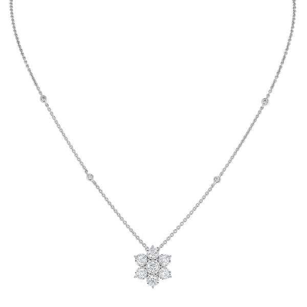 Diamond Bezel Set Floral Pendant (P1455)