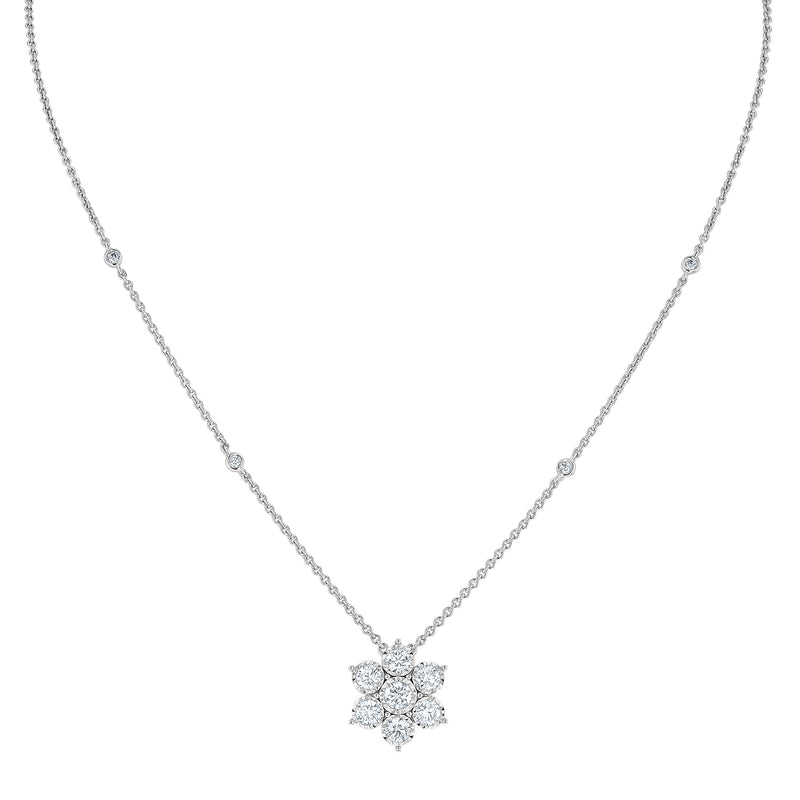 Diamond Bezel Set Floral Pendant (P1455)