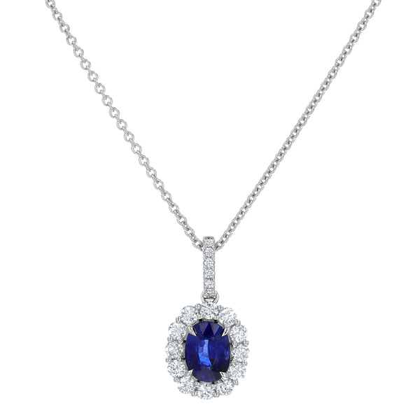 Oval Sapphire And Diamond Pendant (P1527)