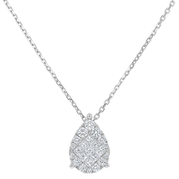 Diamond Halo Cluster Drop Pendant (P1545)
