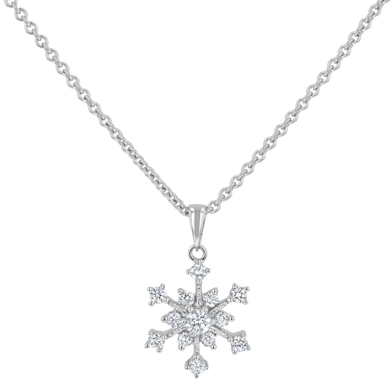 Round Diamond Snowflake Drop Pendant (P1560)