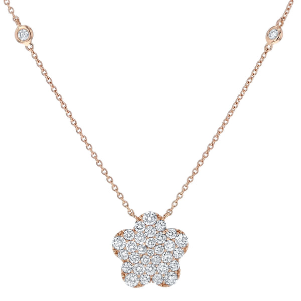 Round Diamond Pave` Floral Pendant (P1575)