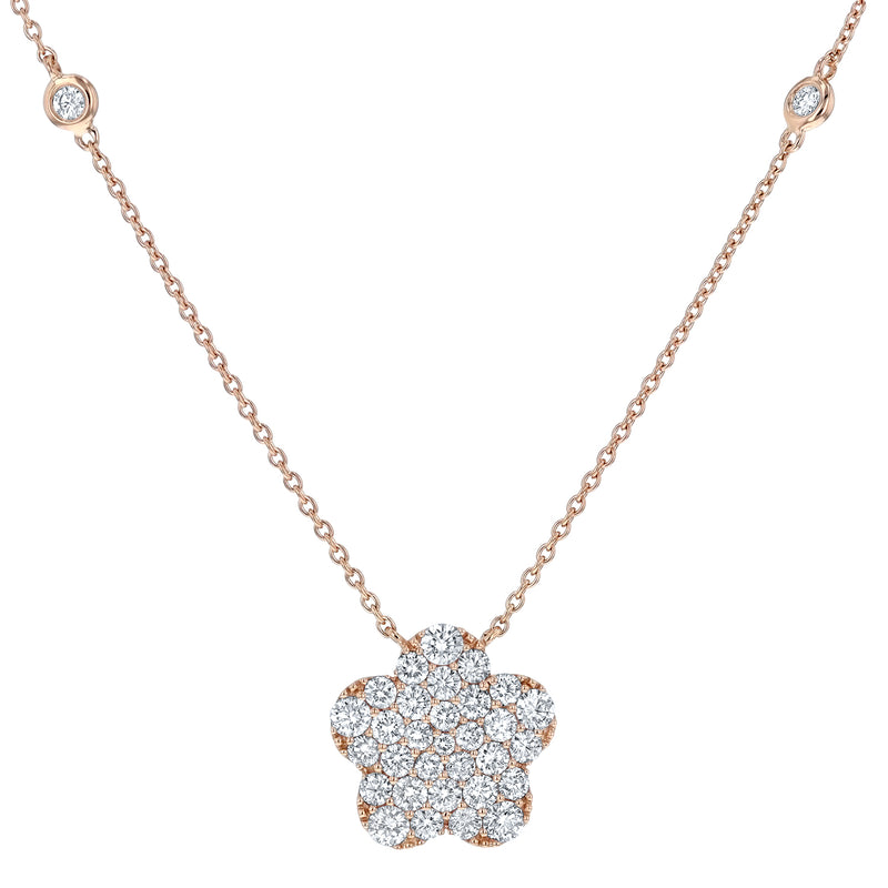 Round Diamond Pave` Floral Pendant (P1575)