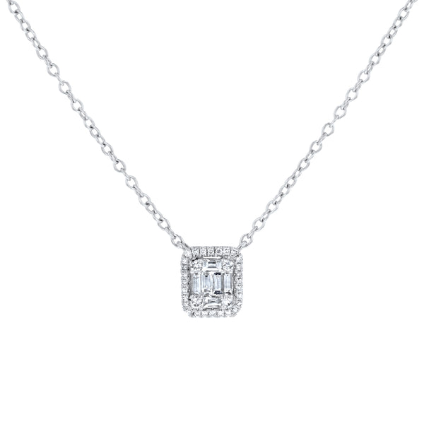 Baguette Shaped Diamond Cluster Pendant (P1597)