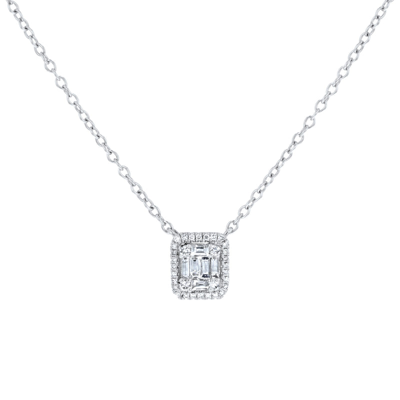 Baguette Shaped Diamond Cluster Pendant (P1597)