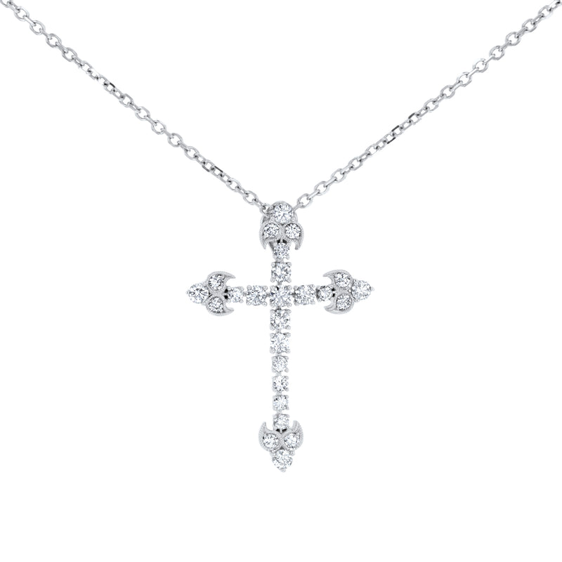 Single Prong Diamond Cross Pendant (P1600)