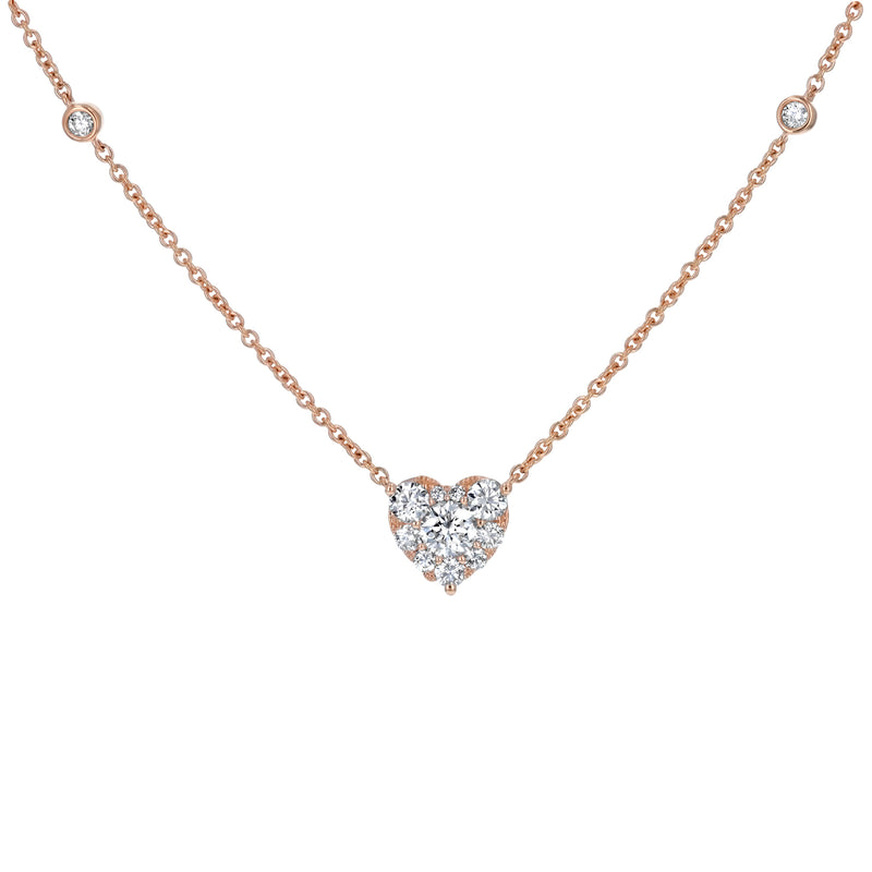 Round Shaped Diamond Bezel Set Heart Pendant (P1633)