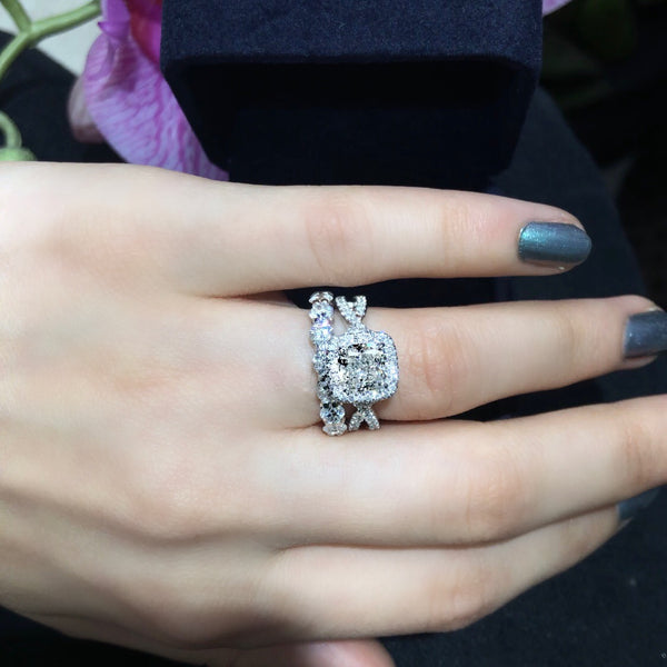 Cushion Halo Cathedral with Twisted Shank - R&R Jewelers 