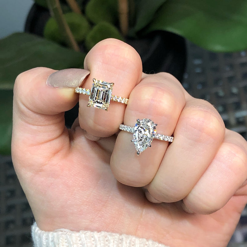 Emerald Cut Pavé Diamond Engagement Ring - R&R Jewelers 