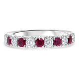 Shared Prong Diamond And Ruby Wedding Band (R3772)