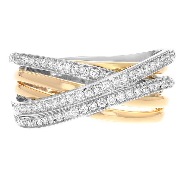Two Tone Gold Channel Set Diamond Statement Ring (R4241)