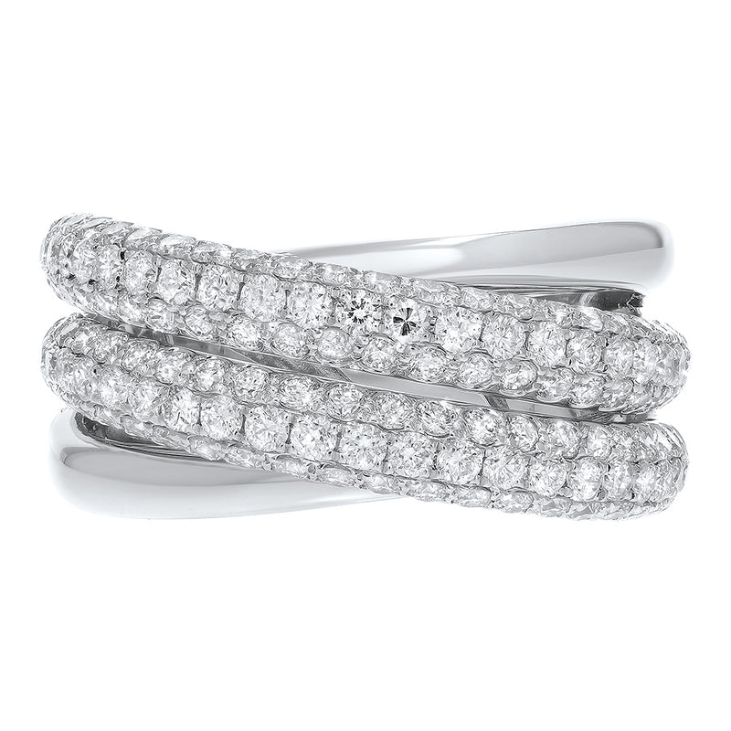 Two Row Diamond Cluster Cross Over Statement Ring (R4638)