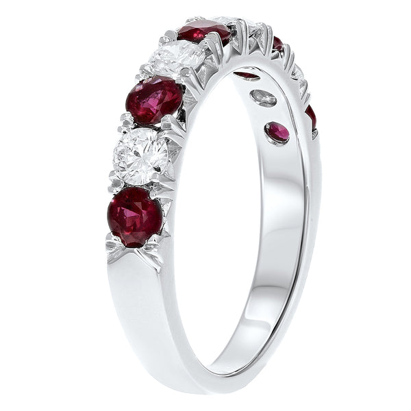French Pave Diamond and Ruby Band (R6920)