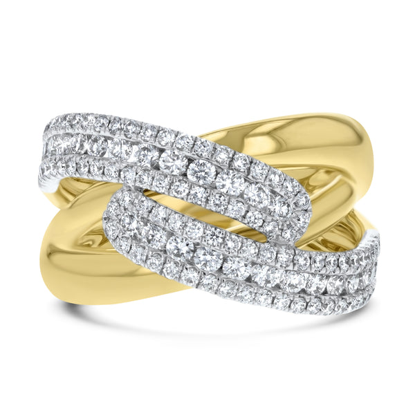 Two Tone Gold Diamond Statement Ring (R8139)