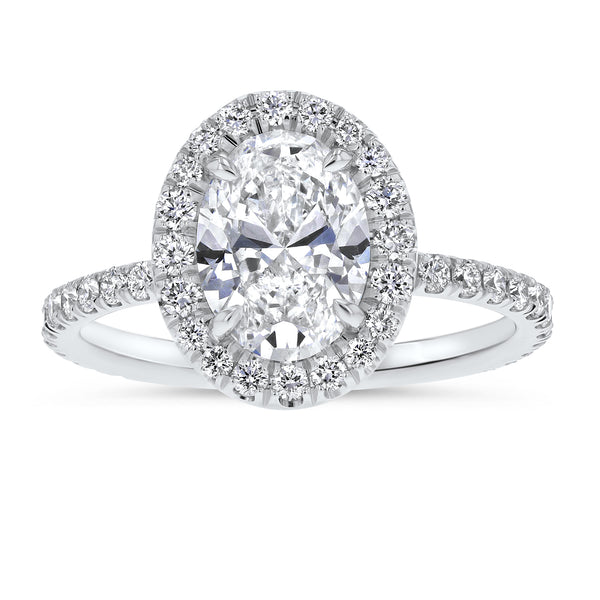 Oval Halo Pavé Diamond Engagement Ring - R&R Jewelers 