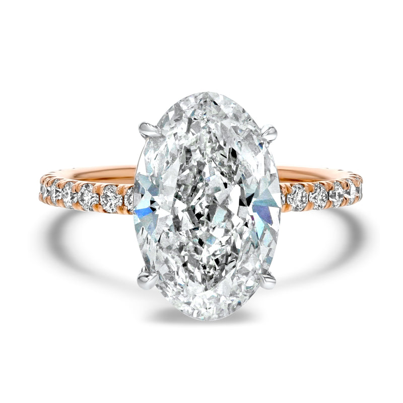 Oval Diamond Solitaire with Pavé Sidestones Engagement Ring - R&R Jewelers 