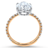 Oval Diamond Solitaire with Pavé Sidestones Engagement Ring - R&R Jewelers 