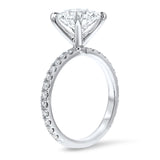 Round Brilliant Four Prong Pavé Engagement Ring - R&R Jewelers 