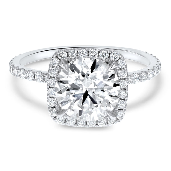 Round Brilliant Cushion Cut Halo Engagement Ring - R&R Jewelers 