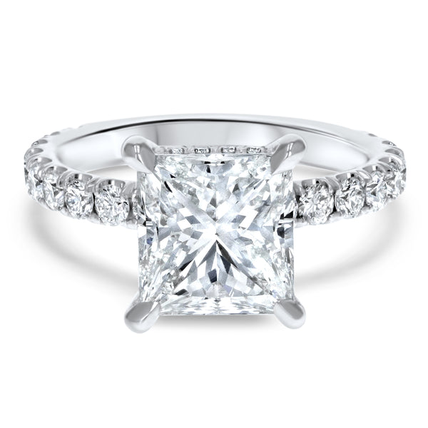 Princess Pavé Diamond Basket Engagement Ring - R&R Jewelers 