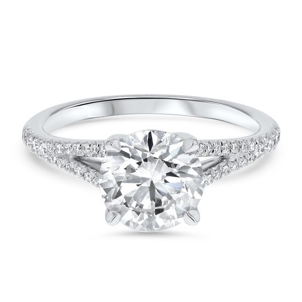 Round Brilliant Split Shank Pave Twist Gallery Engagement Ring - R&R Jewelers 