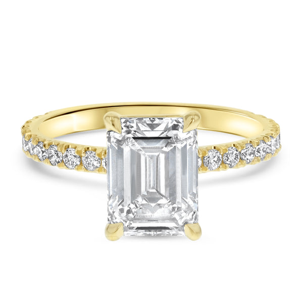 Emerald Cut Pavé Diamond Engagement Ring - R&R Jewelers 