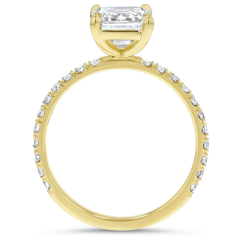 Emerald Cut Pavé Diamond Engagement Ring - R&R Jewelers 