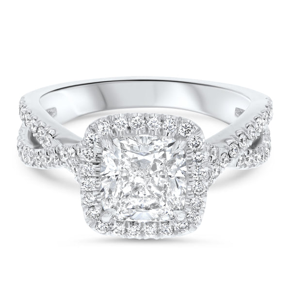 Cushion Halo Cathedral with Twisted Shank - R&R Jewelers 