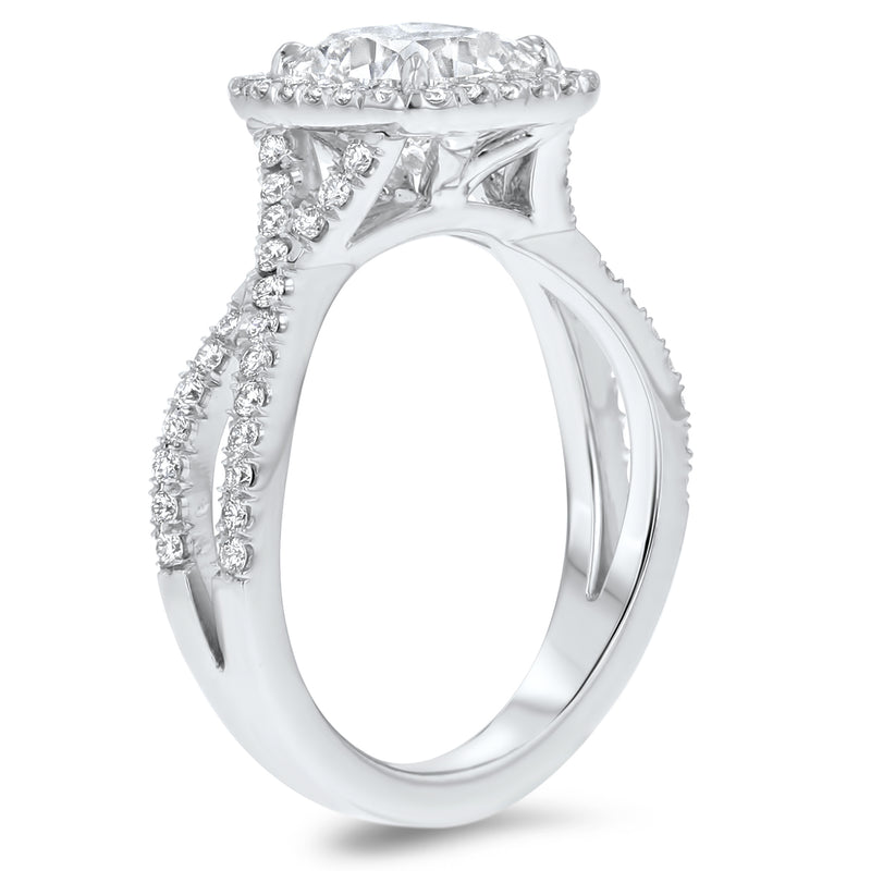 Cushion Halo Cathedral with Twisted Shank - R&R Jewelers 