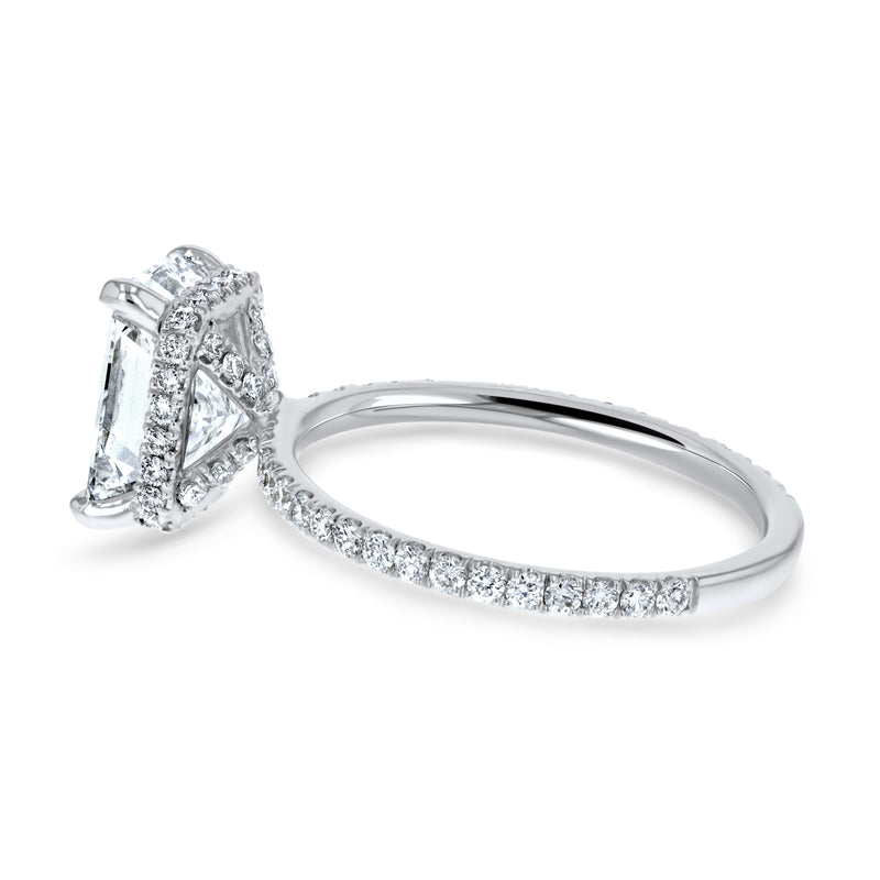 Radiant Cut Hidden Halo Diamond Basket Engagement Ring - R&R Jewelers 