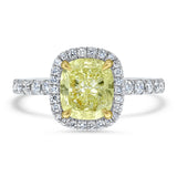 Cushion Cut Fancy Yellow Diamond Halo Engagement Ring - R&R Jewelers 