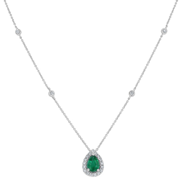 Diamond and Emerald Station Pendant - R&R Jewelers 