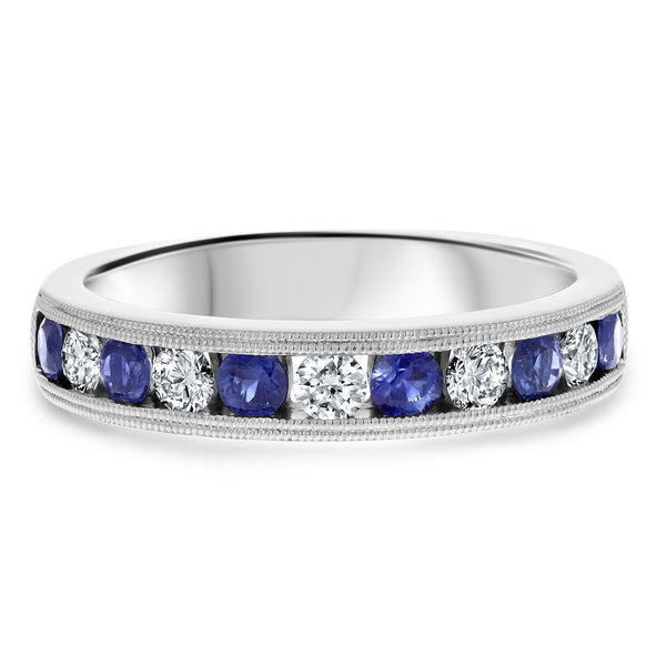 Alternating Channel Set Diamond and Sapphire Ring - R&R Jewelers 